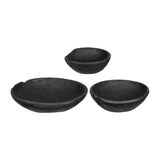 Set/3 Black Teak Wood Nesting Bowls