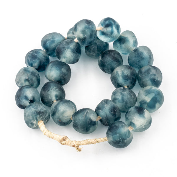 Vintage Sea Glass Beads Frosty Blue