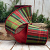 Faux Dupion Tradition Tartan, Red Back, Moss Green