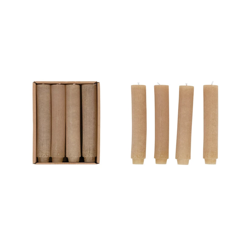 Short Unscented Pleated Taper Candles in Box, Set of 12