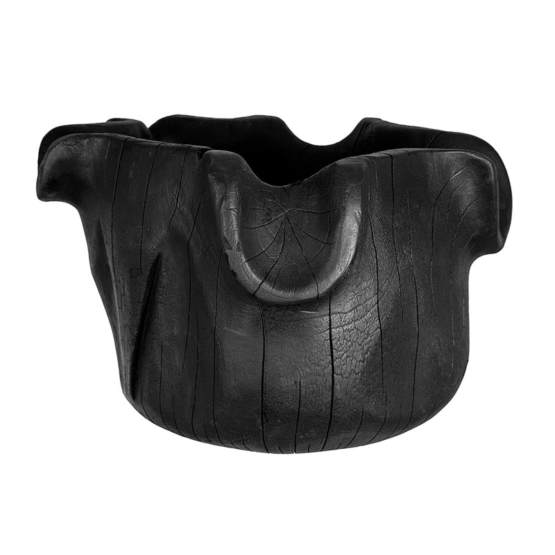 Black Teak Wood Bowl with Raised Uneven Edges