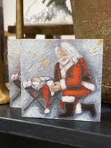 Handpainted Block, Santa Kneeling