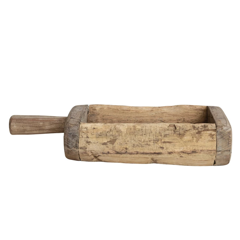 Found Decorative Wood Trug w/ Handle, Bleached Finish (Each One Will Vary)