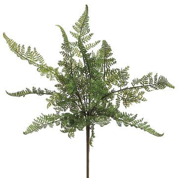 15" Leather Fern Bush - Green