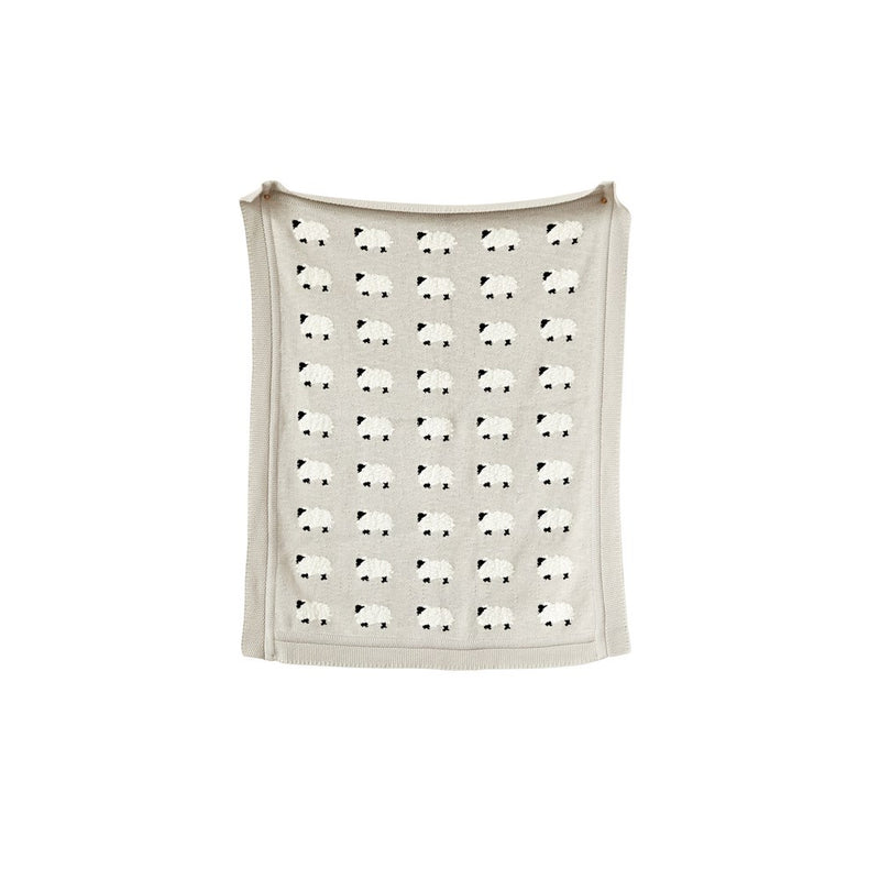 Cotton Knit Blanket w/ Sheep