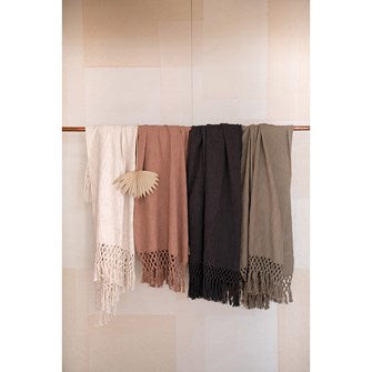 Woven Throw With Crochet and Fringe