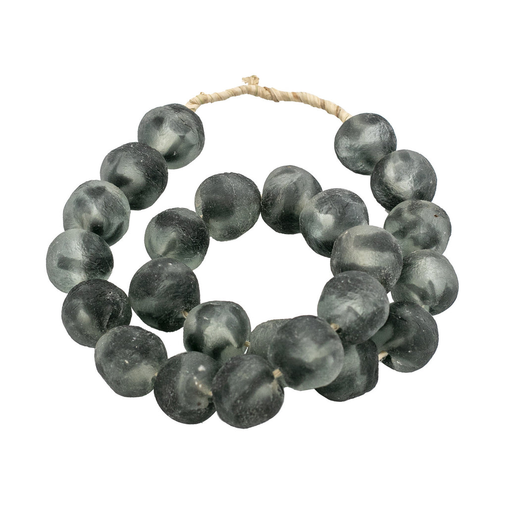 Vintage Sea Glass Beads Frosty Charcoal