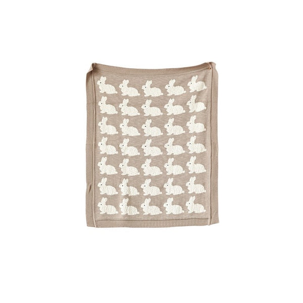 Cotton Knit Blanket w/ Rabbits