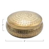 Hammered Metal Container, Brass Finish