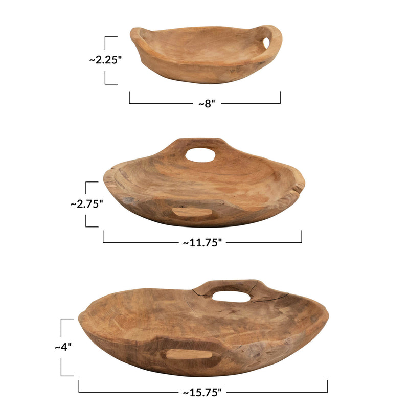 Teak Wood Bowl with Handles